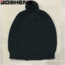 Chapeau gris gris tricoté, chapeau simple de mode avec POM